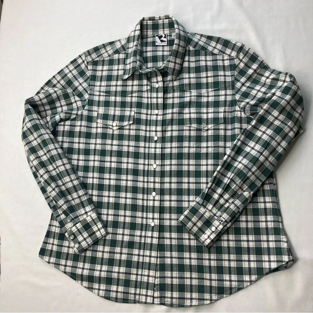 Vintage Rockies Forest Green Plaid Pearl Snap Western Shirt XL - Picture 10 of 14